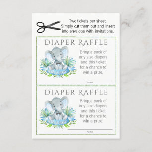 Elefant Windel Raffel Tickets Begleitkarte