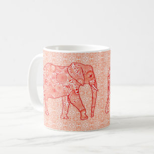 Elefant wirbelnd Fraktal - orange und weiß Tasse