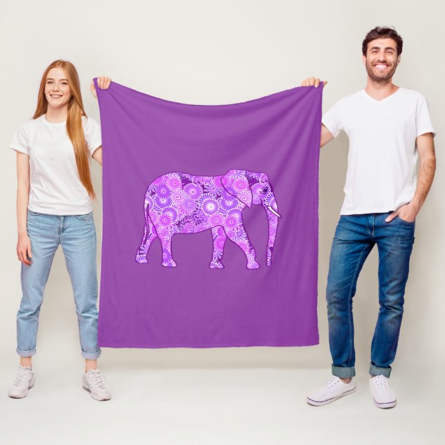 Elefant wirbelnd, lila und orchid mit Fraktal Fleecedecke (Beispiel)