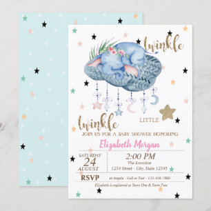 Elefant Wolke, Zwinkelnder Kleiner Stern Babyparty Einladung