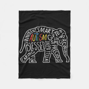 Elefant Worte Tierliebhaber Geschenk Autismus-Bewu Fleecedecke
