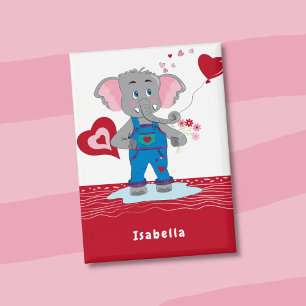 Elefant zum Valentinstag Rot und Weiß Kinder-Butto Button