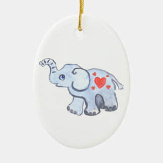 Elefantbaby mit Herzen Keramik Ornament