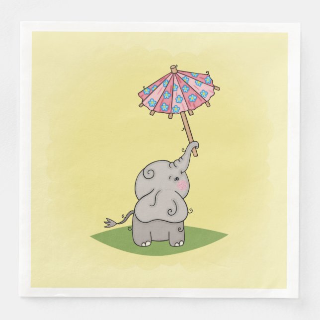 Elefante bebé segurando um pequeno guarda-chuva serviette (Vorderseite)