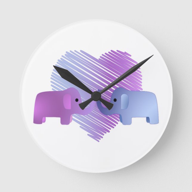 Elefante Liebe Runde Wanduhr (Vorderseite)