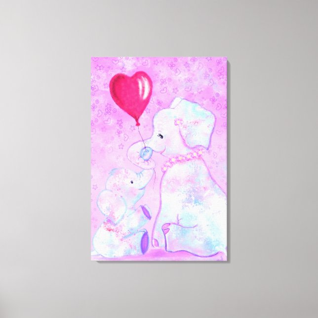 Elefante Mama und Baby-Canvas Druckfarbe Leinwanddruck (Vorderseite)