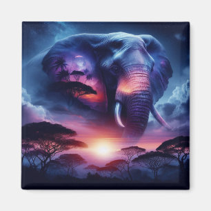 Elefante Silhouette bei Sonnenuntergang Magnet