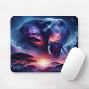 Elefante Silhouette bei Sonnenuntergang Mousepad