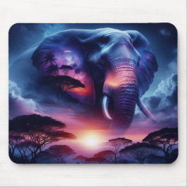 Elefante Silhouette bei Sonnenuntergang Mousepad