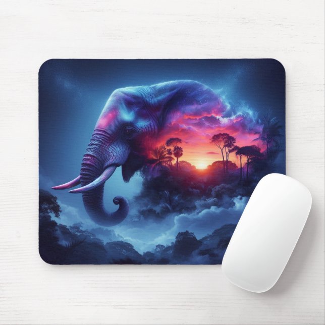 Elefante Silhouette kombiniert mit lebendigem Sonn Mousepad (Mit Mouse)