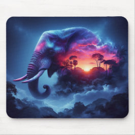 Elefante Silhouette kombiniert mit lebendigem Sonn Mousepad