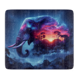 Elefante Silhouette kombiniert mit lebendigem Sonn Schneidebrett