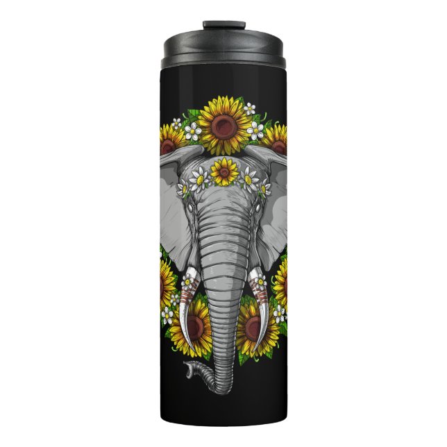 Elefante Sonnenblumen Thermosbecher (Vorderseite)