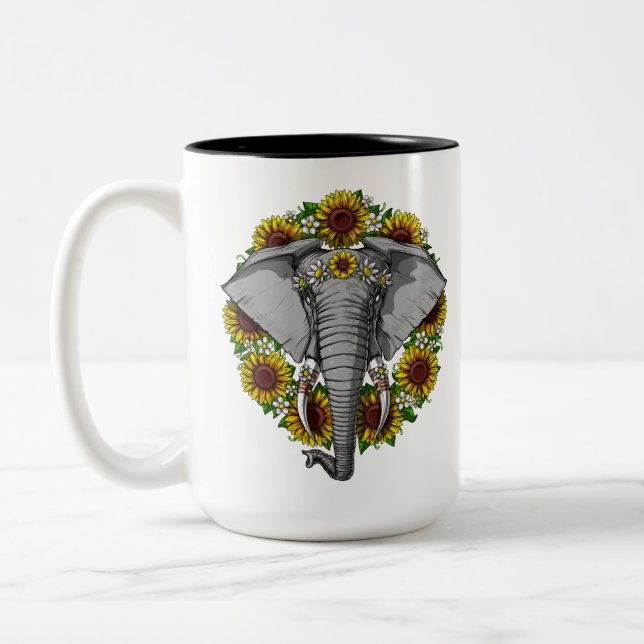 Elefante Sonnenblumen Zweifarbige Tasse (Links)