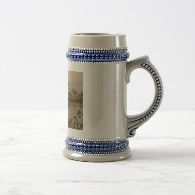 "Elefanten am Wasser-Loch" Bier Stein Bierglas (Rechts)