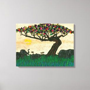 Elefanten auf den Flugzeug Afrikas Leinwanddruck