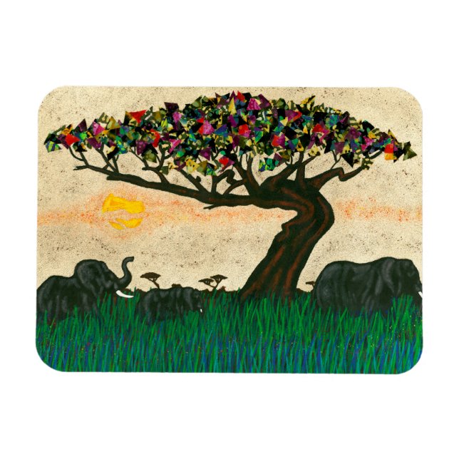 Elefanten auf den Flugzeug Afrikas Magnet (Horizontal)