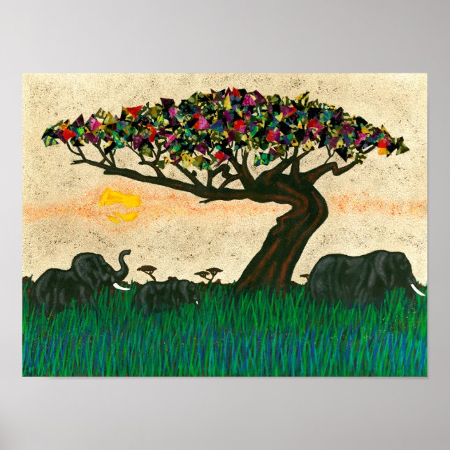 Elefanten auf den Flugzeug Afrikas Poster (Vorne)