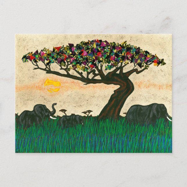 Elefanten auf den Flugzeug Afrikas Postkarte (Vorderseite)