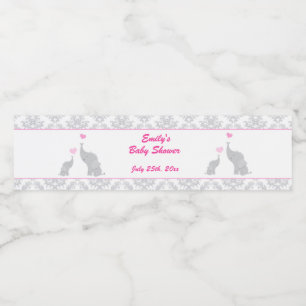 Elefanten Baby Duwer Flasche Etikett Mädchen Pink 