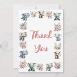 Elefanten & Boho Jungle Blume Danke Karte