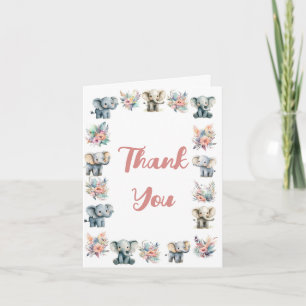 Elefanten & Boho Jungle Blume Danke Karte