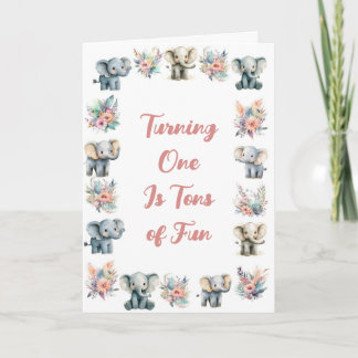 Elefanten & Boho Jungle Blume Geburtstag Einladung