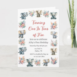 Elefanten & Boho Jungle Blume Geburtstag Einladung