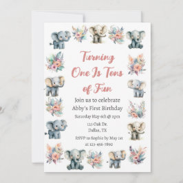 Elefanten & Boho Jungle Blume Geburtstag Einladung