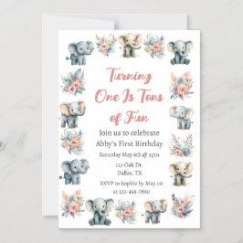 Elefanten & Boho Jungle Blume Geburtstag Magneteinladung