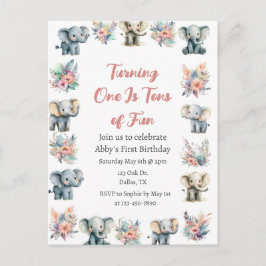 Elefanten & Boho Jungle Blume Geburtstag Postkarte