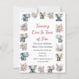 Elefanten & Boho Jungle Blume Geburtstag Postkarte