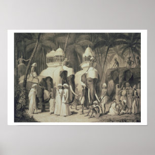Elefanten der Raja von Travandrum, aus "Reise" Poster