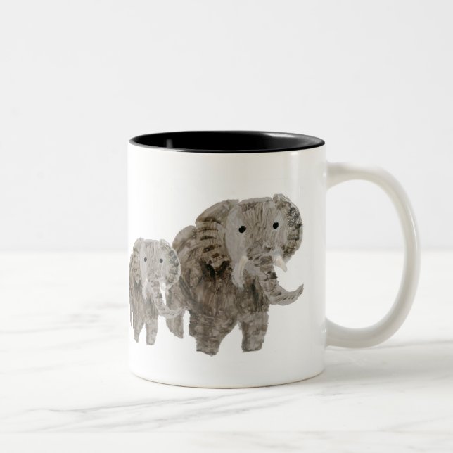 Elefanten der Wildlife Art Zweifarbige Tasse (Rechts)