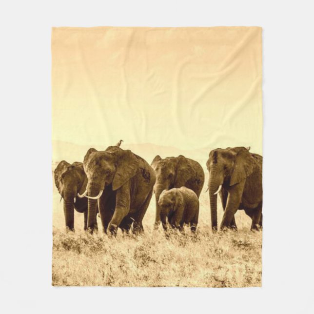 Elefanten gehen Fleece Blanket (Vorderseite)