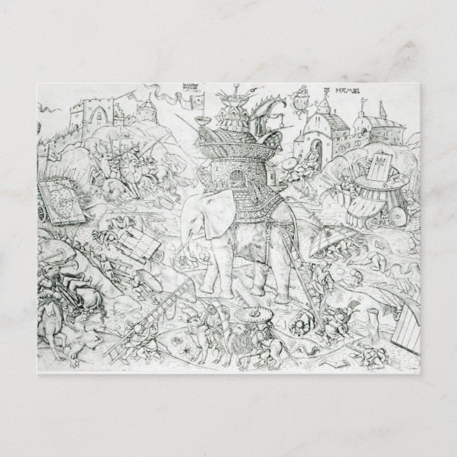 Elefanten im Krieg Postkarte (Vorderseite)
