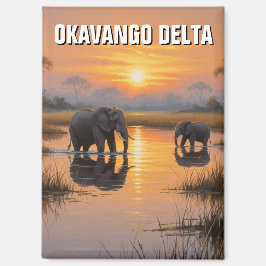Elefanten im Okavango-Delta Botswana Magnet