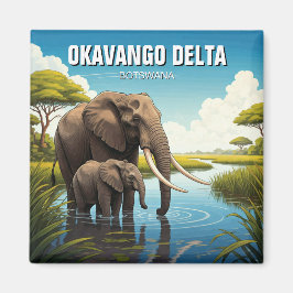 Elefanten im Okavango-Delta Botswana Magnet