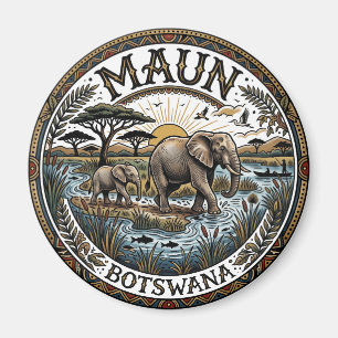 Elefanten im Okavango-Delta Botswana Magnet