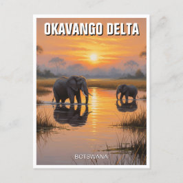 Elefanten im Okavango-Delta Botswana Postkarte
