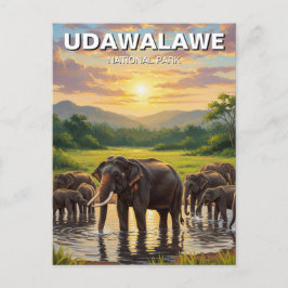 Elefanten im Udawalawe-Nationalpark in Sri Lanka Postkarte