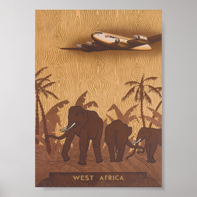 Elefanten in Africa Vintage Travel Poster (Vorne)
