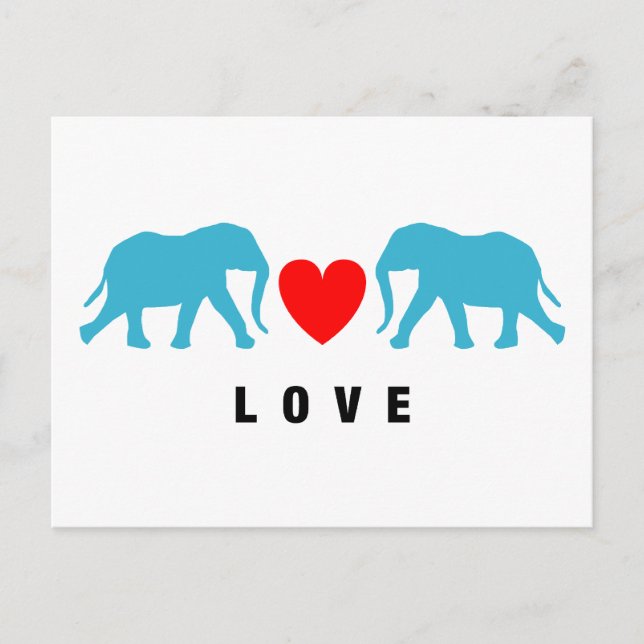 Elefanten in der Liebe Postkarte (Vorderseite)