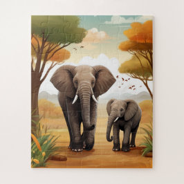 Elefanten in Savanna Puzzle