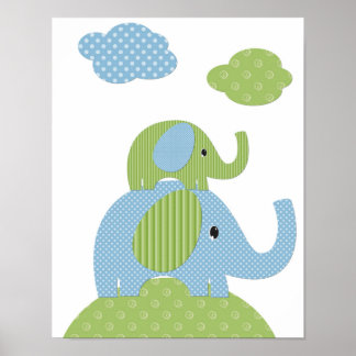 Elefanten-Kinderkunst-Druck Poster