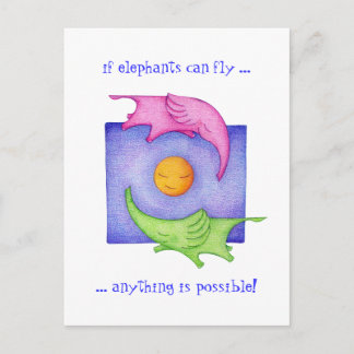 Elefanten können fliegen! Postkarte