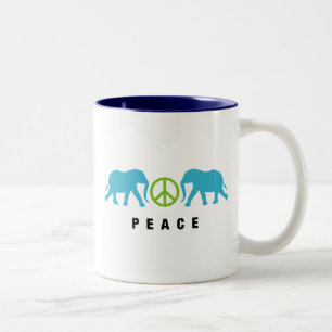Elefanten mit Frieden Zweifarbige Tasse