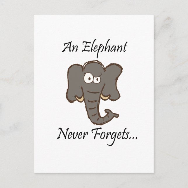 Elefanten nie vergessen postkarte (Vorderseite)