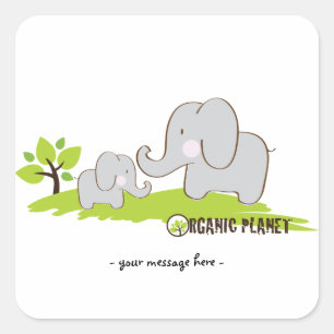 Elefanten Organic Planet Aufkleber