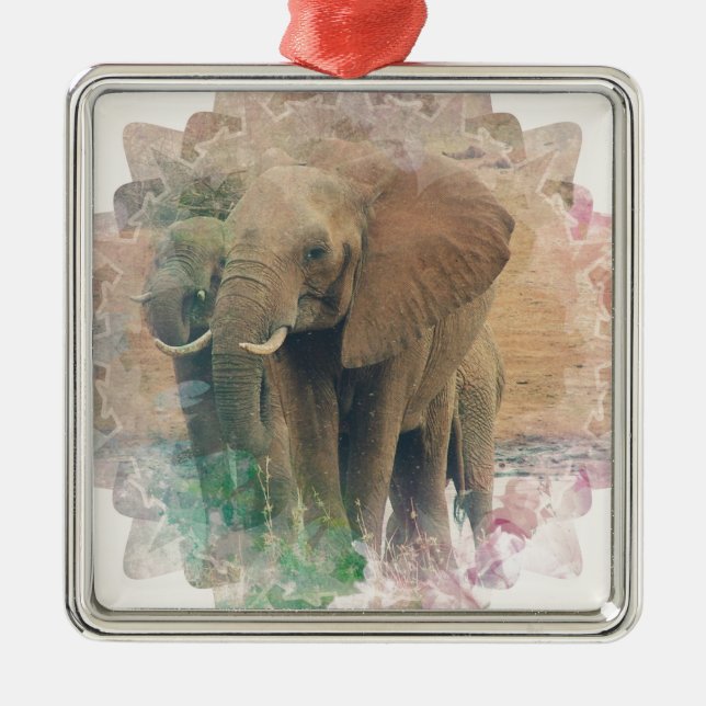 Elefanten Silbernes Ornament (Vorne)